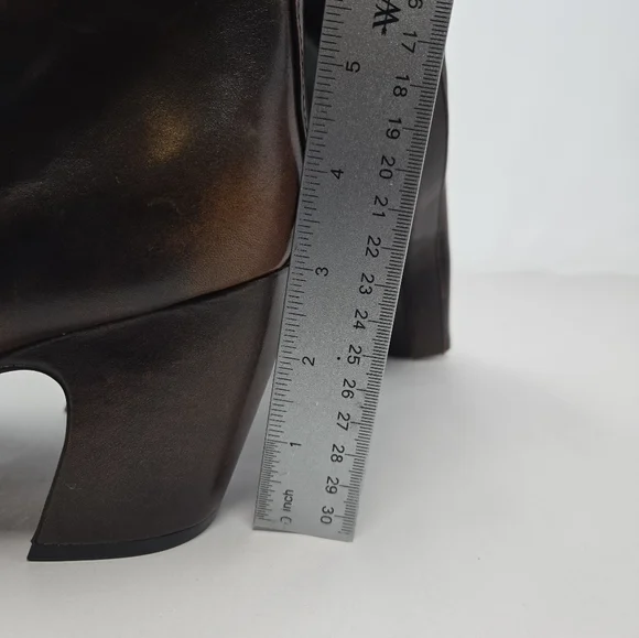 Vince Camuto Cristin Knee High Boots Sz 11M Wide Calf Washed Brown Leather - Picture 4 of 11